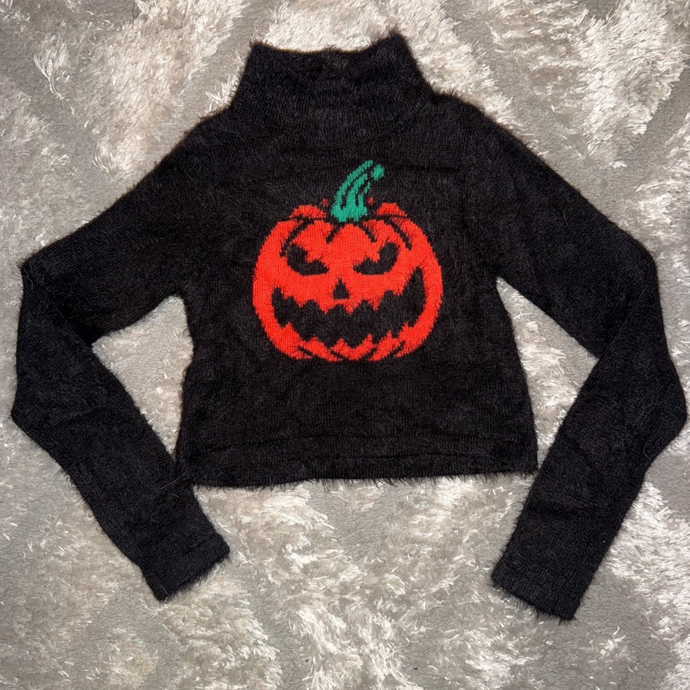 Dolls Kill Pumpkin Cropped Sweater by Trickz N Treatz